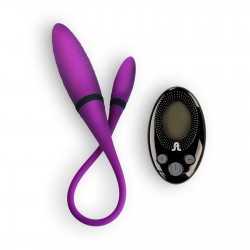 VIBRADOR DOBLE RECARGABLE 2 ADRIEN LASTIC CON MINI MANDO MORADO