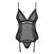 OBSESSIVE 868-COR CORSET AND THONG BLACK