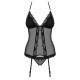 OBSESSIVE 841-COR CORSET AND THONG BLACK