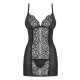 OBSESSIVE LALUNA CHEMISE AND THONG BLACK