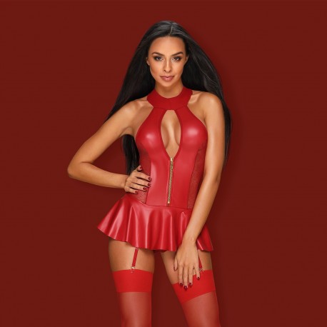 OBSESSIVE 859-COR CORSET AND PANTIES RED