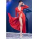 CR-4421 LONG GOWN AND THONG RED