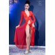 CR-4421 LONG GOWN AND THONG RED