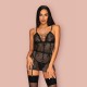 OBSESSIVE BASITTA CHEMISE AND THONG BLACK