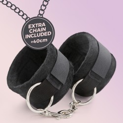 MENOTTES DE VELCRO TOUGH LOVE AVEC CHAINE DE 40CM SUPPLÉMENTAIRE CRUSHIOUS NOIRES