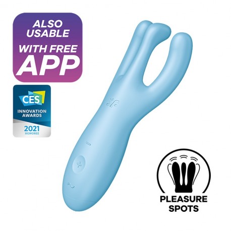 VIBRADOR THREESOME 4 CON APP SATISFYER AZUL