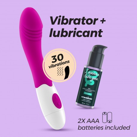 VIBROMASSEUR GROWLIE AVEC LUBRIFIANT À BASE D’EAU CRUSHIOUS