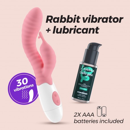 CRUSHIOUS GUMMIE RABBIT VIBRATOR PINK WITH WATERBASED LUBRICANT INCLUDED