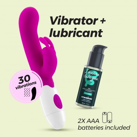 VIBROMASSEUR RABBIT JIGGLIE ET LUBRIFIANT À BASE D’EAU INCLUS CRUSHIOUS