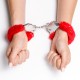 CRUSHIOUS SPANGLE METAL CUFFS WITH PLUSH RED