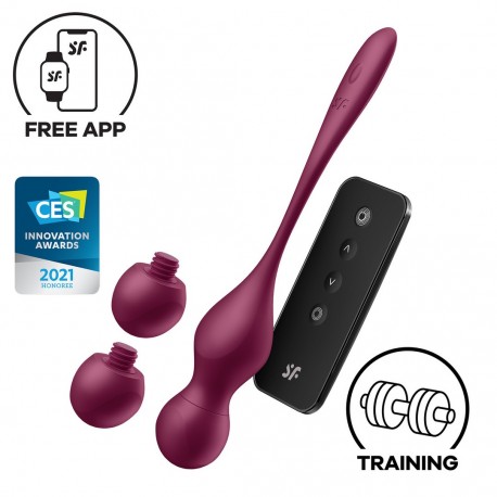 SATISFYER LOVE BIRDS VARY CONNECT APP PELVIC FLOOR TRAINING WINE RED